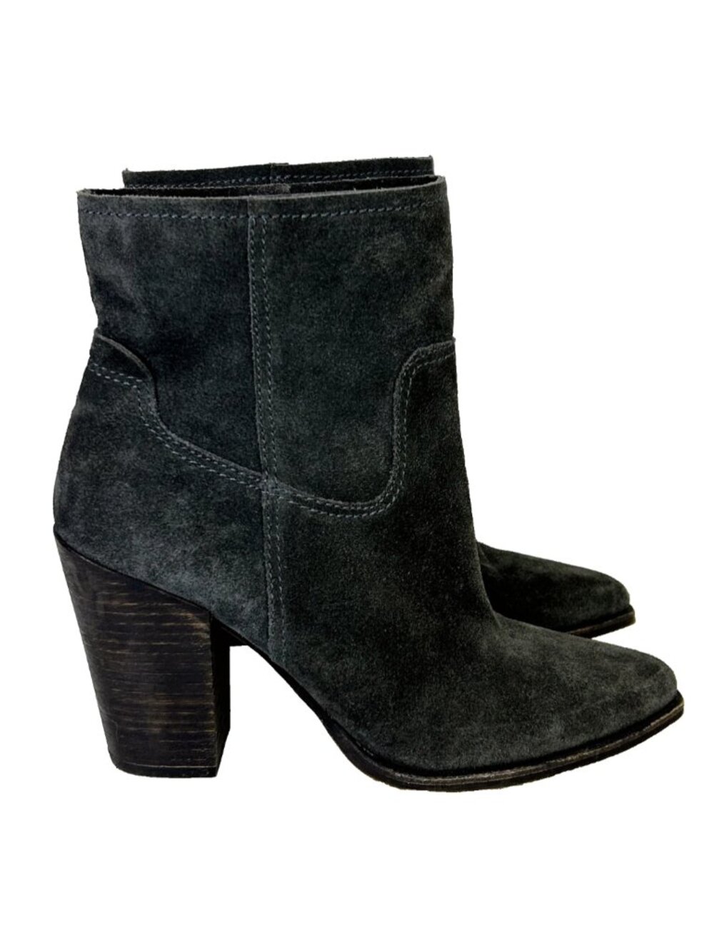 Dolce Vita Kelani Grey Suede Ankle Boots Western Heeled Booties Pointed Toe 10